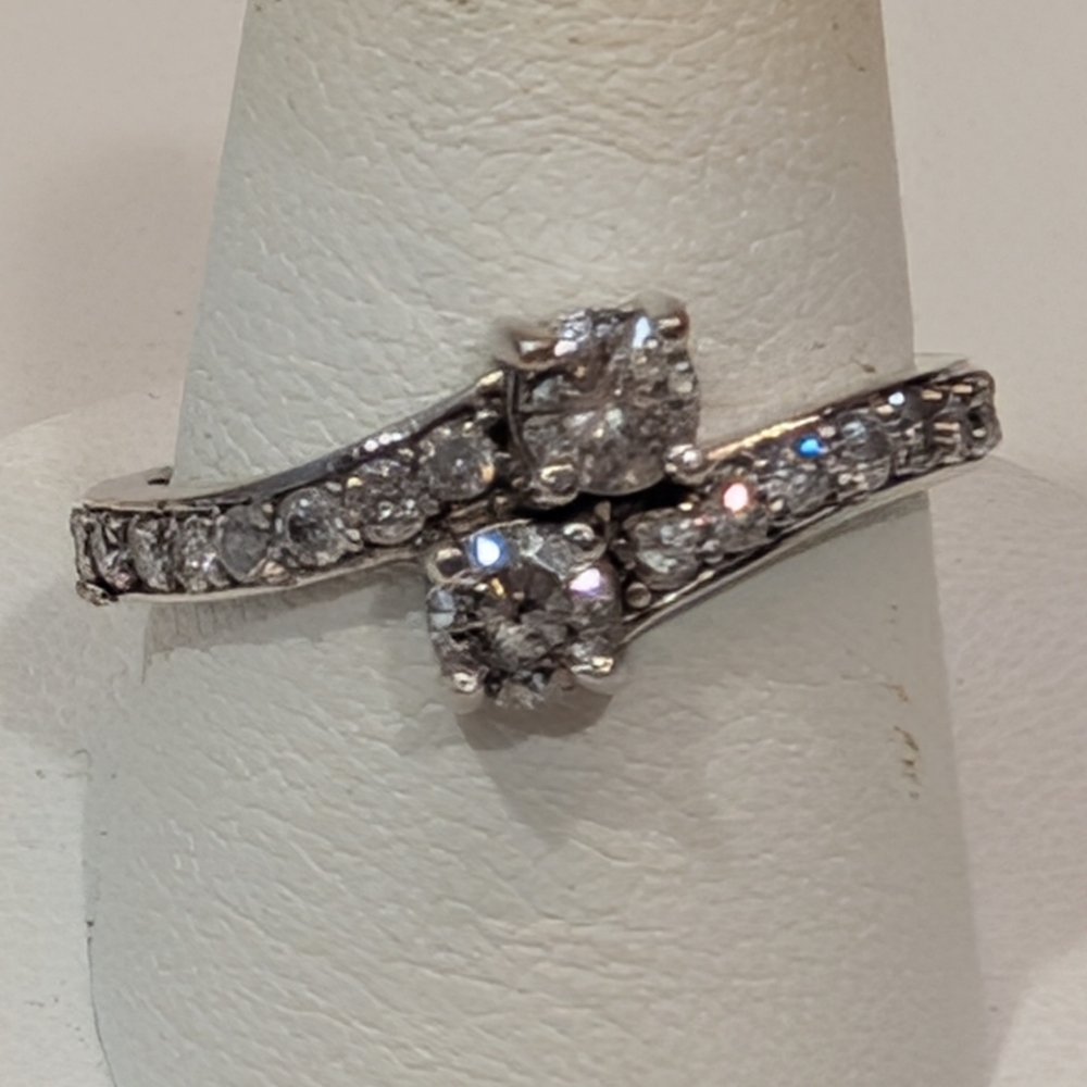 1CT Natural Diamond Engagement Anniversary Ring 10K White Gold sz. 8